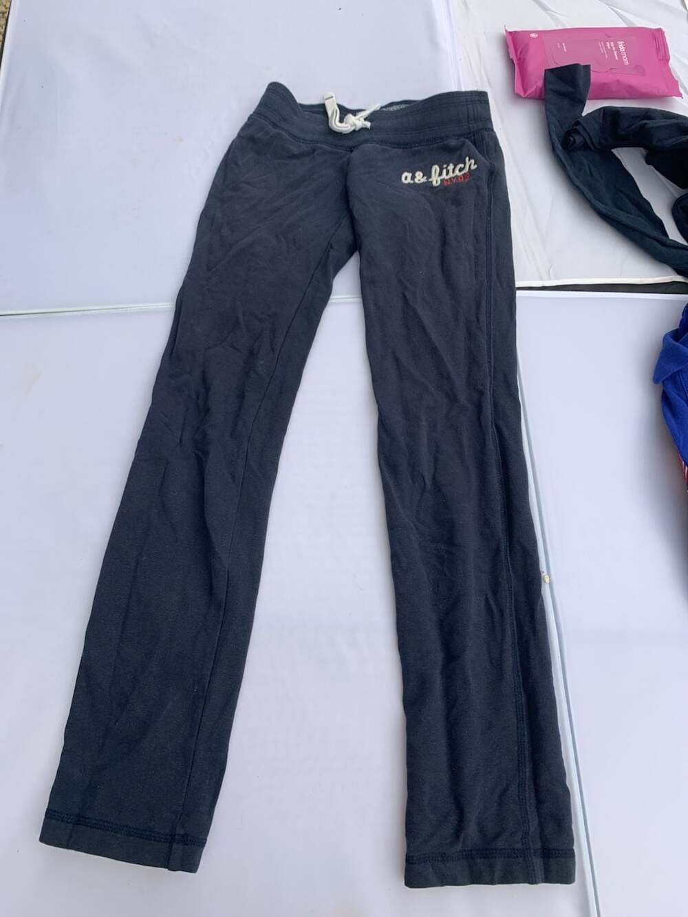 Abercrombie & Fitch Sweatpants Size S Navy Blue Cute Stretch Y2K Flare 1b 